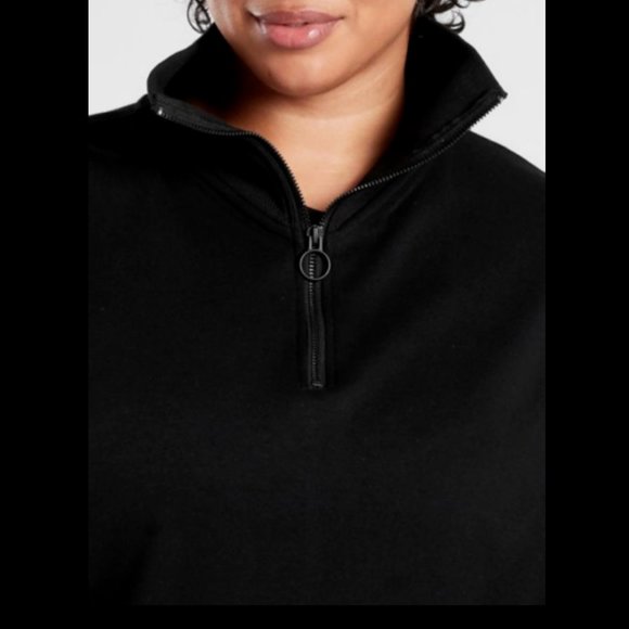 ATHLETA BLACK 1/4 ZIP FUNNEL NECK COZY KARMA SWEATSHIRT - Picture 3 of 3
